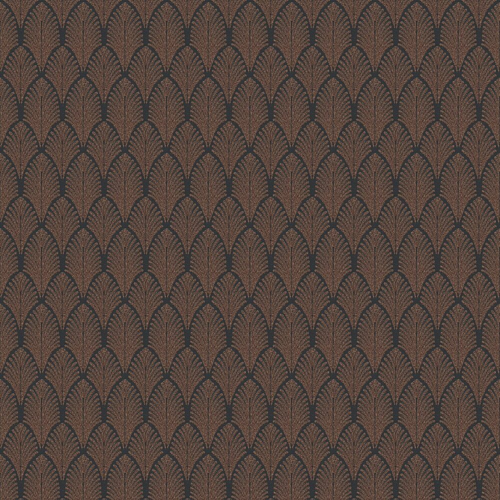 art deco bruin zwart met gouden glitter vinyl op vlies
