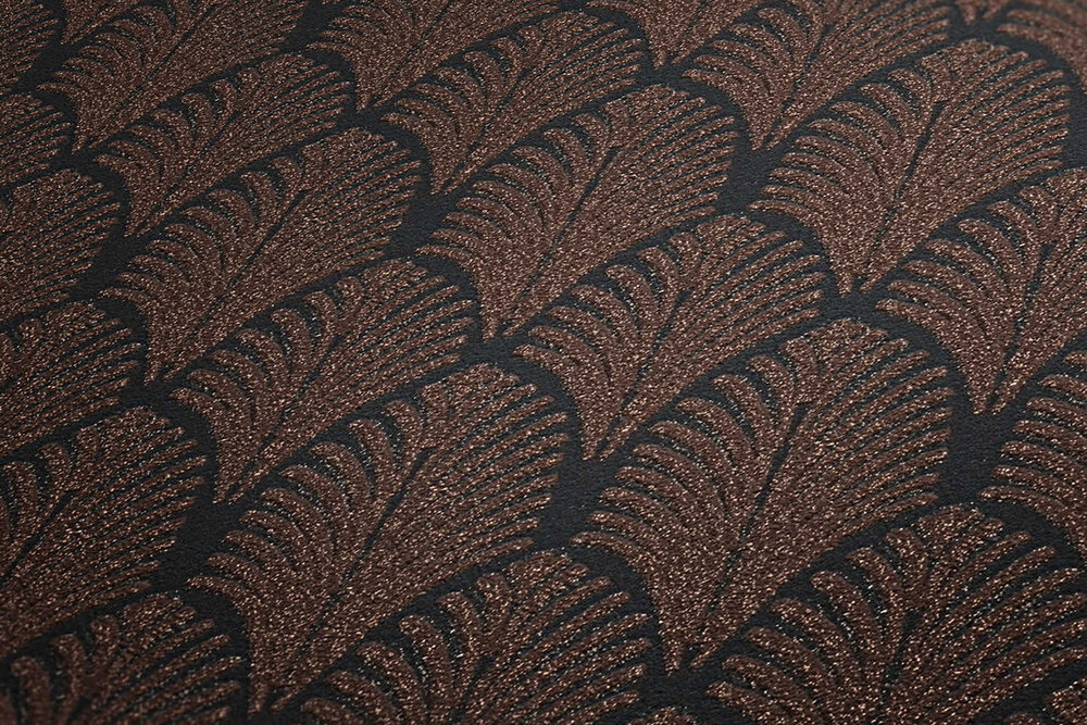 art deco bruin zwart met gouden glitter vinyl op vlies