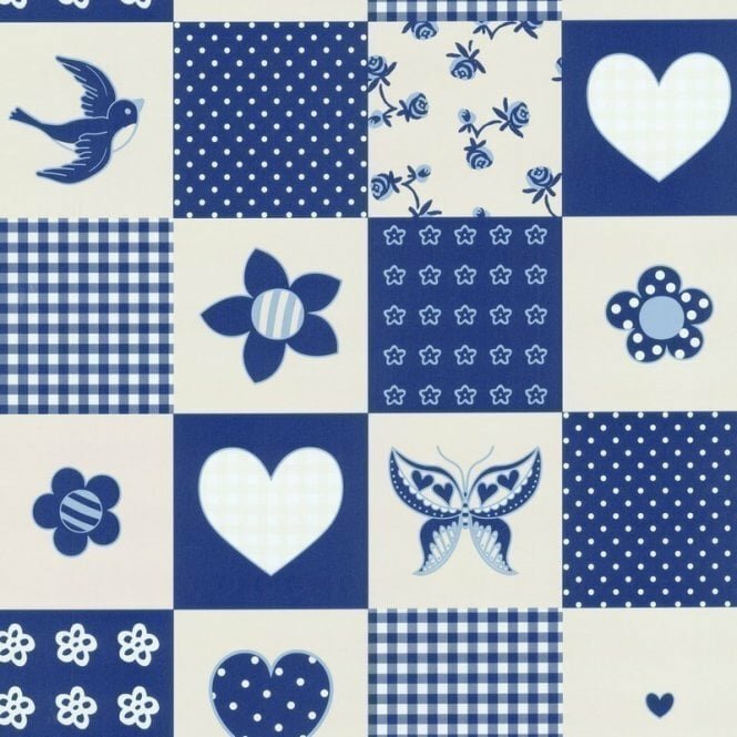 happy butterfly hearts  squares papier behang 