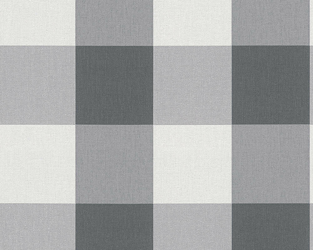 Landelijke maison style  linnenweefsel grey ruiten  vinyl op vlies