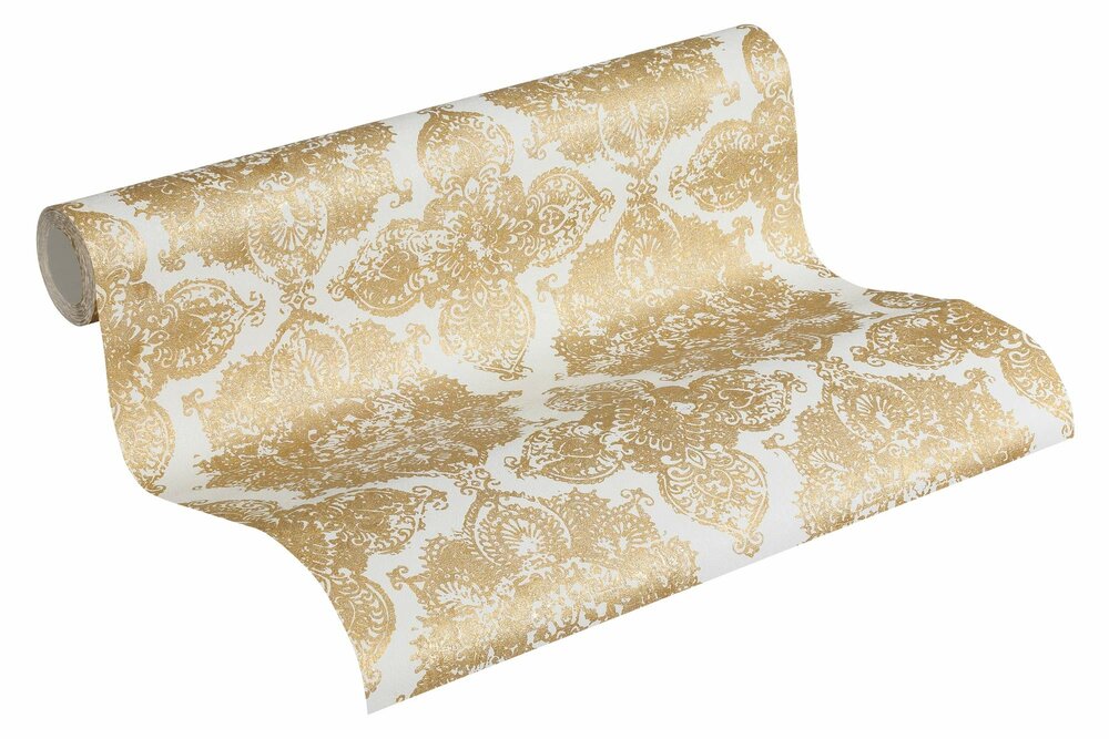 dubai hotel chic wit goud met diamond dust glitter op goud vinyl op vlies1