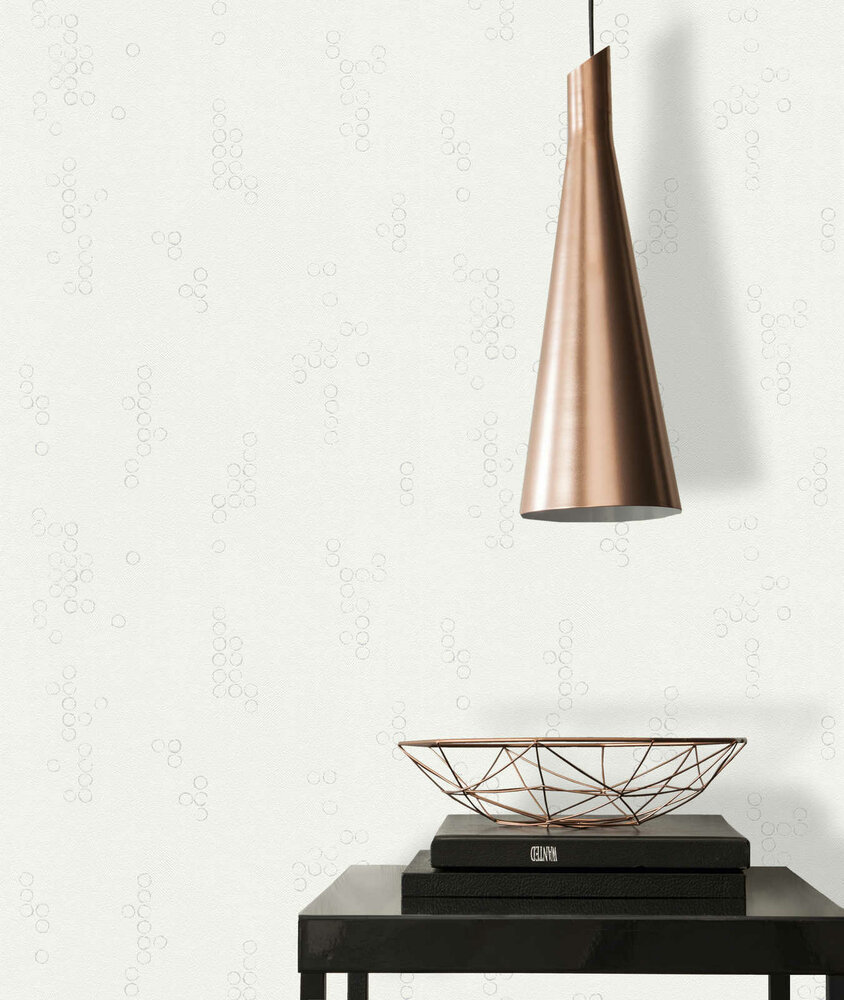 wit met zilver detail rondje modern vinyl. op vlies