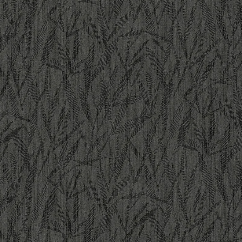 zwart antraciet leaves hotel chic  vinyl op vlies1