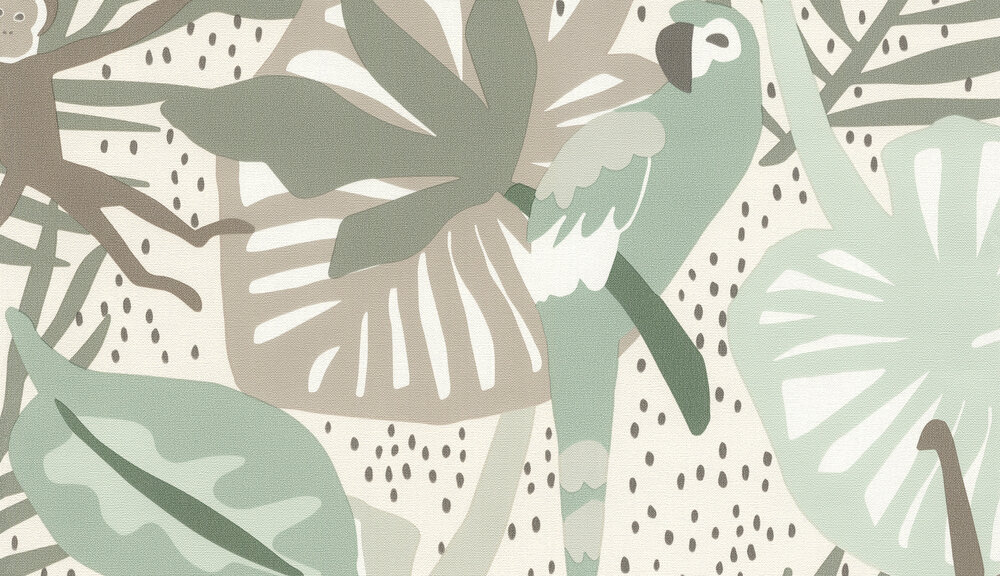  Doodleedoo 220722 - Multicolour bird and monkey jungle   pvc vrij vinyl op vlies