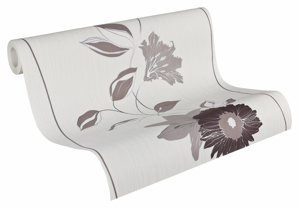 trebdy taupe creme choco flowers vinyl op vlies1