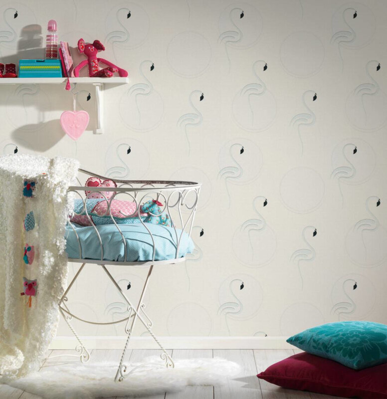 wit zilver flamingo vlies