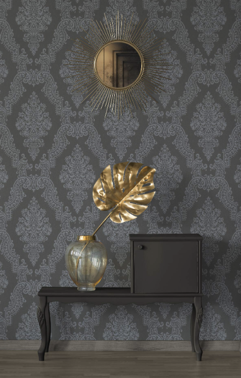 linnenweefsel barok grijsvinyl op vlies 1