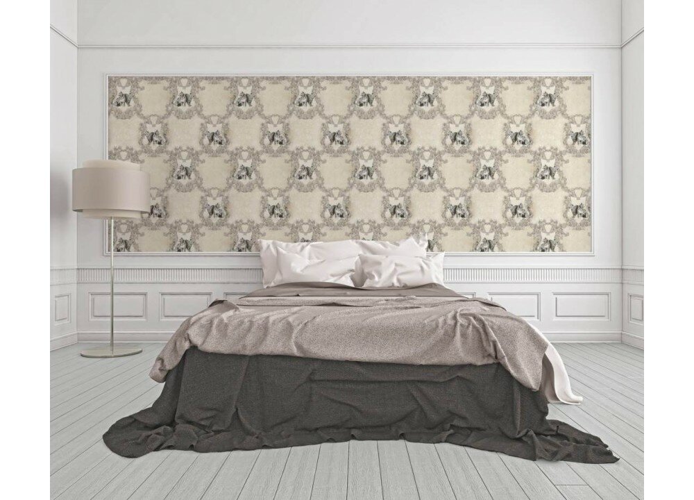 les tigres de la reine glans vinyl op vlies  creme  gris1