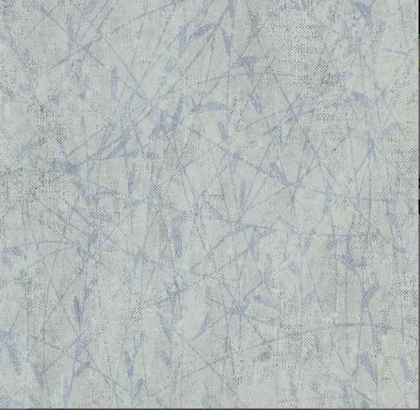 linnenweefsel beige grijs met  lichtblauw oeverriet vinyl op vlies