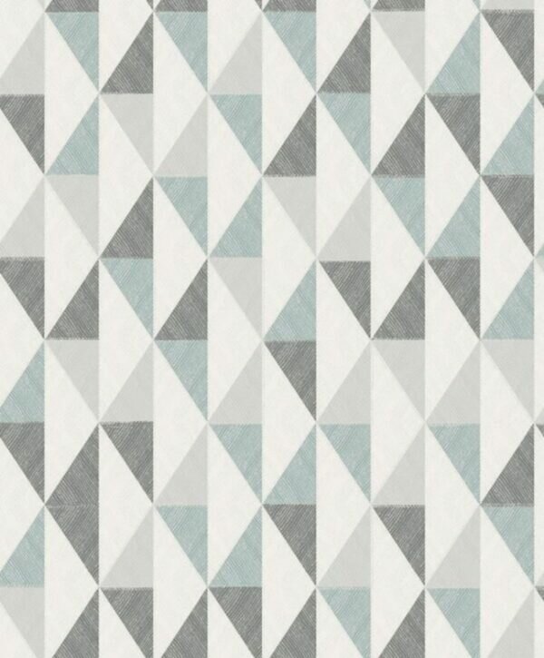 grafisch scandi linnen weefsel  blauw grijs vinyl op vlies1