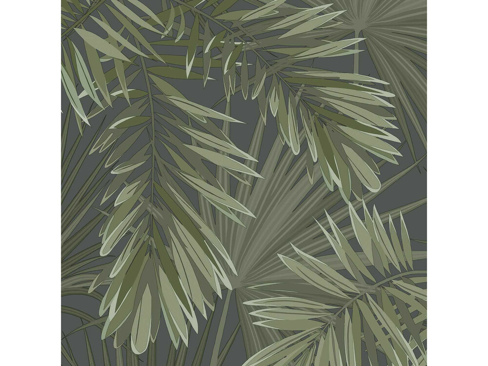 green bleu leaves vinyl op vlies ecodeco