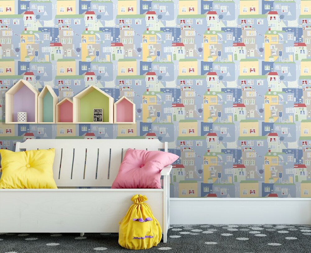 MY little street  playhouse kids vinyl op vlies ecodeco