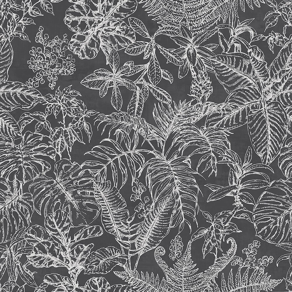 wit soft grijs zwart bladerenvinyl op vlies ecodeco