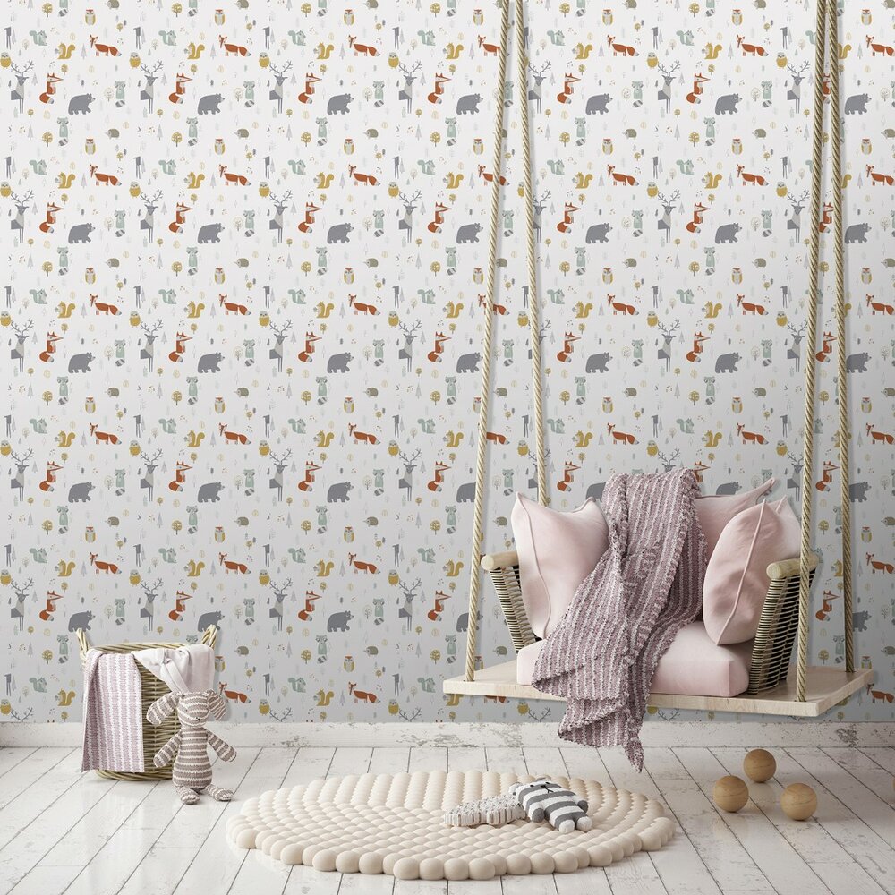 animals out of the woods kids vinyl op vlies ecodeco