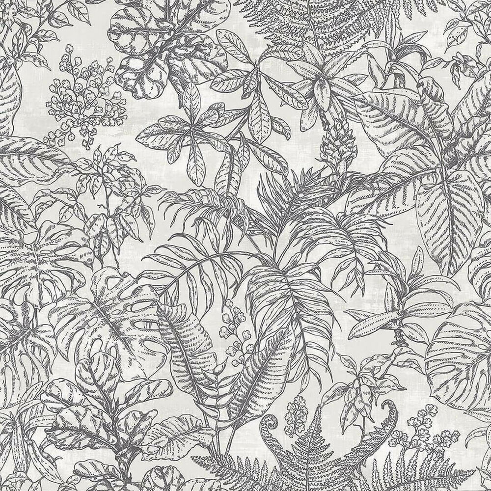 wit soft grijs zwart bladerenvinyl op vlies ecodeco