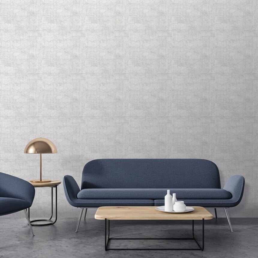 geometrisch grafisch off white groen/grijs vinyl op vlies ecodeco