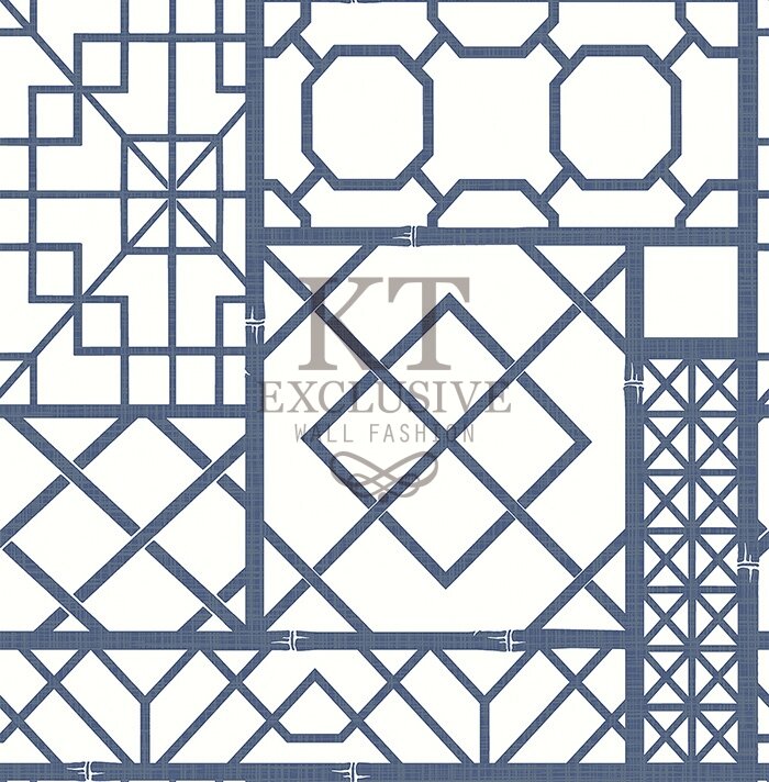 Bridergeton bleu bamboe conservatory of the Queen  acrylic behang op papier rug