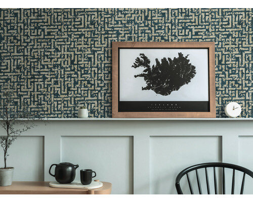 A.S. CR&Eacute;ATION Vliesbehang 38695-42 My Home. My Spa labyrinth  geometrisch goud glitter-effect