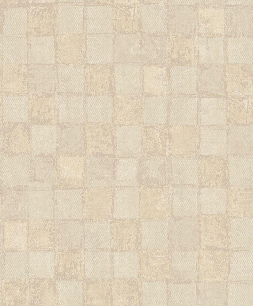 rasch taupe   - Goud  linnen squares- vlies