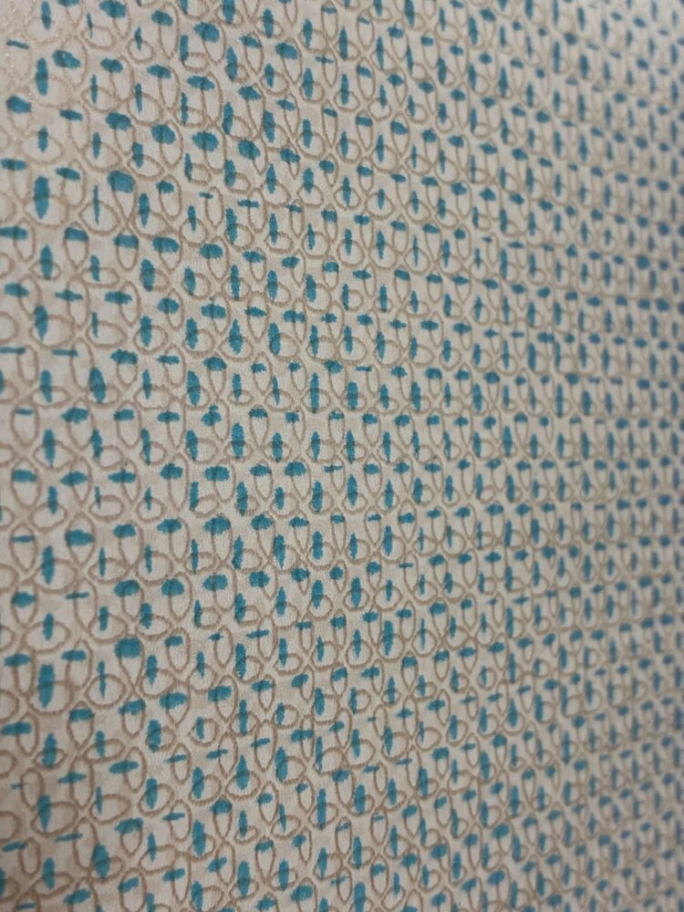 linnenweefsel beige touch of turquoiset vlies