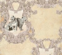 les tigres de la reine glans vinyl op vlies  creme  gris