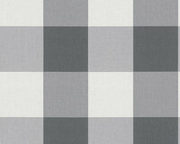 Landelijke maison style  linnenweefsel grey ruiten  vinyl op vlies