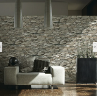 multi colour  steen vinyl. op vlies