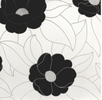 zwart wit silver flower  vinyl  behang