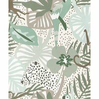  Doodleedoo 220722 - Multicolour bird and monkey jungle   pvc vrij vinyl op vlies