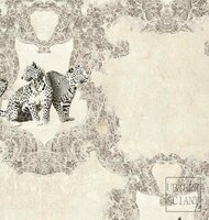 les tigres de la reine glans vinyl op vlies  creme  gris1