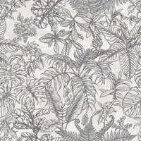 wit soft grijs zwart bladerenvinyl op vlies ecodeco