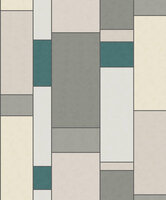 Seabrook Mondrian De Stijl Wallpaper -Teal &amp; Gray vlies  by KT Exclusive 1