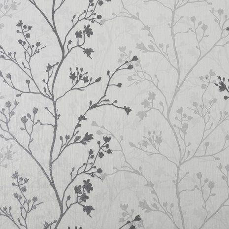 twigs and trees  silver glitter grijs wit vinyl op vlies