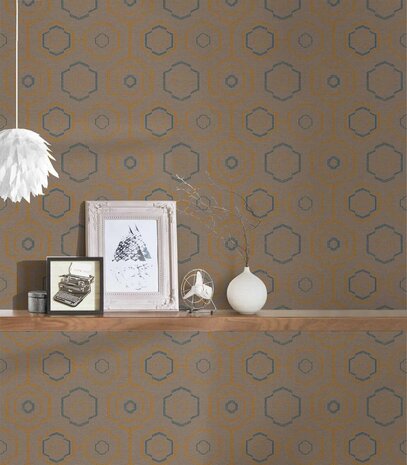 ethnic origin retro taupe oker petrol vlies