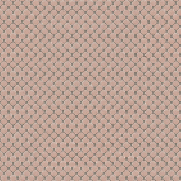 art deco geometrisch  taupe pink relief dots oogst als velours vinyl op vlies