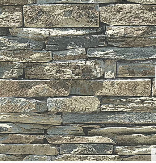 multi colour  steen vinyl. op vlies