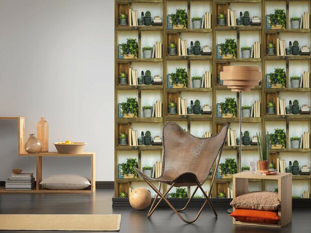 cottage  bookcase  vinyl op vlies