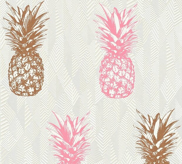 trendy beach rose gold/pink pineapple vinyl op vlies 1