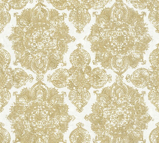 dubai hotel chic wit goud met diamond dust glitter op goud vinyl op vlies1