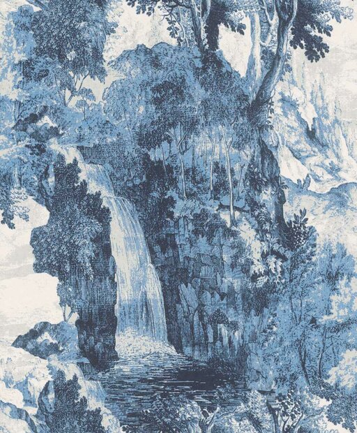 The Empress garden waterfall  bleu vinyl op vlies oogt als zijde