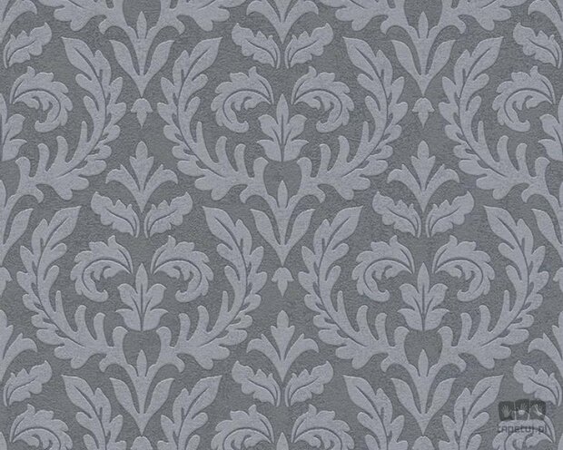 antraciet zwart grijs bloemen slinger vinyl op vlies