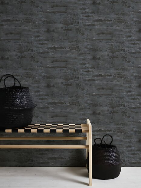 zwart antraciet stone beton vinyl op vlies