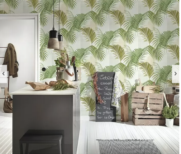 linnenweefsel met bladeren  groen wit vinyl. op vlies11