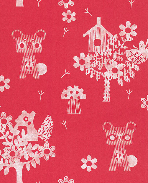 Eijffinger Tout Petit, vogelhuisjes,bomen en eekhoorntjes 354043