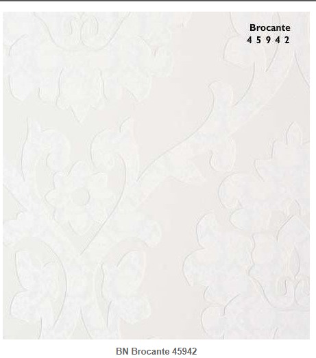 ivoor met wit parelmoer relief bloem baroque vinyl op vlies