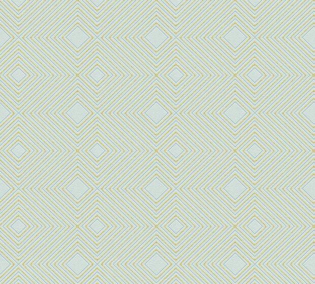 grafisch soft bleu met goud glinster vinyl op vlies