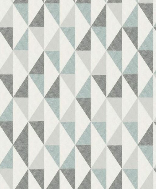 grafisch scandi linnen weefsel  blauw grijs vinyl op vlies1