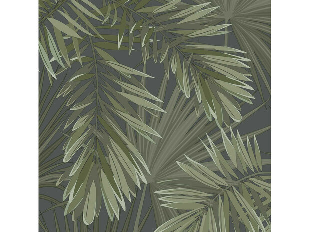 green bleu leaves vinyl op vlies ecodeco