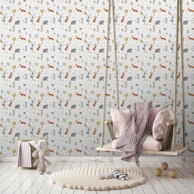 animals out of the woods kids vinyl op vlies ecodeco