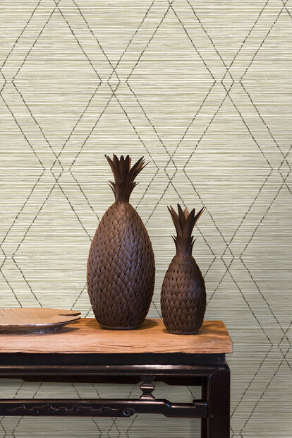 grasweefsel look  shades of bleu grafisch acrylic behang op papier rug